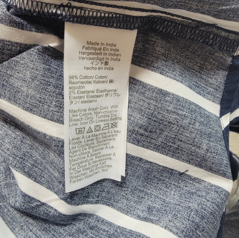 J Crew Factory Navy and White Striped Women's Button-Down Shirt Size L NWT - Picture 9 of 10
